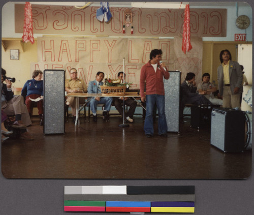 Lao comedy singer at a New Year's party, Richmond, California