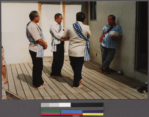 Lao community leaders at a home Buddhist ceremony, San Francisco, California