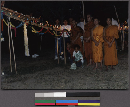 Buddhist monks at a ceremony for the water or boat racing festival, Ceres, California