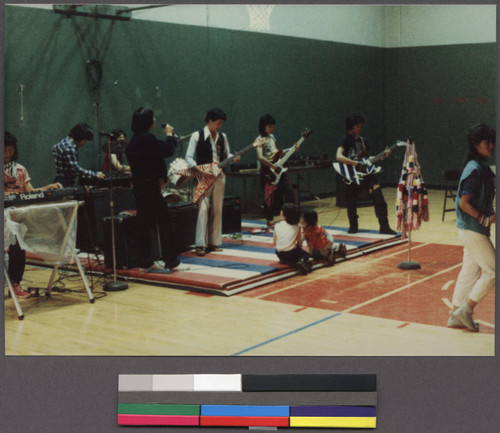 Band playing at a dance at the East Shore YMCA, Oakland, California