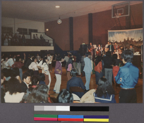 Audience participates in dancing at a New Year's Festival, San Francisco, California