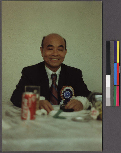 Khong Le (Khmu lgeneral during the Secret War) at a party in his honor, Fresno, California