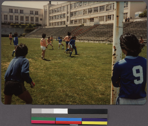 Boys playing soccer, Northern California