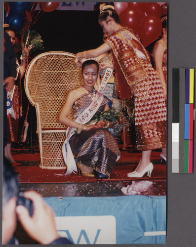 Lao beauty pageant winner receiving her crown, Northern California