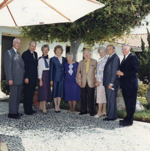 Bob Shafer, Thomas Everhart and his wife, Mrs. Helen Young, William Leonhard and his wife, Mrs. Metcalf, Chancellor Emeritus Young, Edwards Metcalf