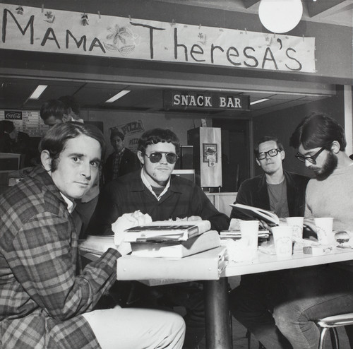 Students at the snack bar for lunch, 1968-69