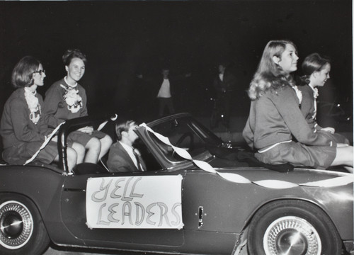 Yell leaders in parade, 1968-69