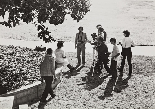 Armin Johnson instructing students on outdoor photography, 1980s