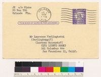 Postcard from Jack Kerouac to Laurence Ferlinghetti