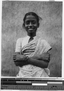 Portrait of a smiling girl, India, ca. 1914