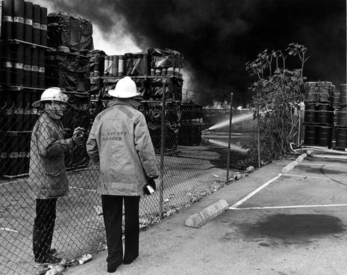 Firemen at a scene of a fire