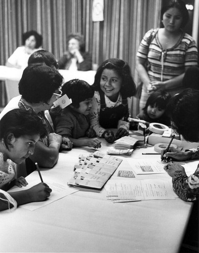 Family at immunization clinic