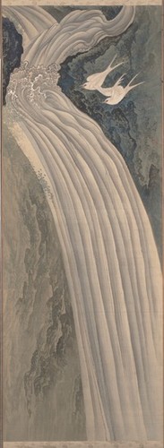 White Swallows by a Waterfall
