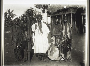 Cameroon, Grassfields, Fumban: the King's deputy, with his servants