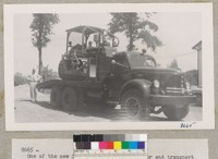 One of the new California Department of Forestry fire fighting bulldozer and transport outfits. Sutter Creek Ranger Station. July 1952. Metcalf