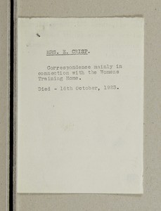 Correspondence of Eleanor Crisp, 1920-1923