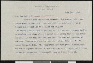 Foxhall Daingerfield Jr., letter, 1911-10-02, to Hamlin Garland
