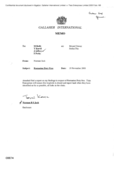 Gallaher International [Memo from Norman Jack to M Rolfe, T Keevil, J Jeffery and S Perks regarding Romanian duty free on 20031119]