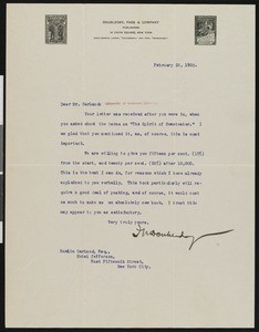 Frank Nelson Doubleday, letter, 1902-02-26, to Hamlin Garland