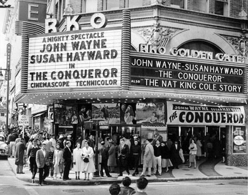 [People line up to see "The Conqueror" at the Golden Gate Theater]