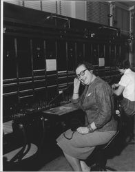 Lucille Bartonette Coggins at the Pacific Telephone and Telegraph office, Petaluma, California, 1955