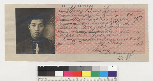Wong Bing Lem: certificate of identity