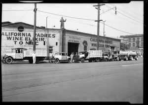 Fleet of trucks, California Wine Tonic Co., Los Angeles, CA, 1931