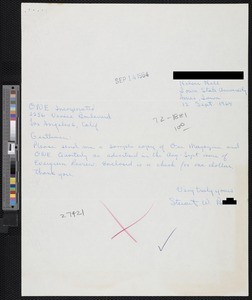 Stuart B., letters (1964)