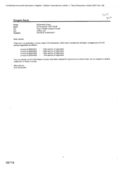 [Email from Susan Schiavetta to Vacar Natalia regarding four outstanding Invoices dated 20021127]