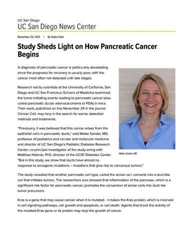 Study Sheds Light on How Pancreatic Cancer Begins