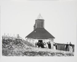 Crowd exiting the Chapel at Fort Ross