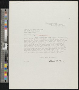 Brand Whitlock, letter, 1923-02-03, to Hamlin Garland