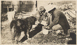 Indians at lunch with dog, Fort Bidwell, Calif. # B4701