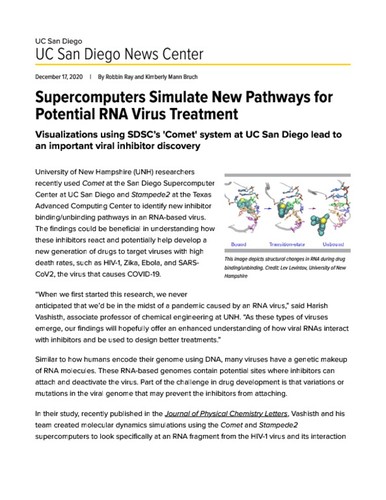 Supercomputers Simulate New Pathways for Potential RNA Virus Treatment