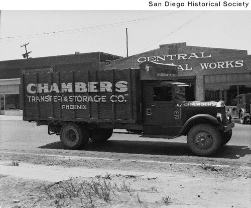 Chambers Transfer & Storage truck parked in San Diego