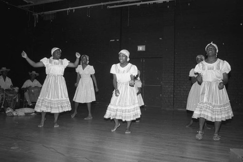 Dance group performing at the annual African festival at Jesse Owens Park, Los Angeles, 1986