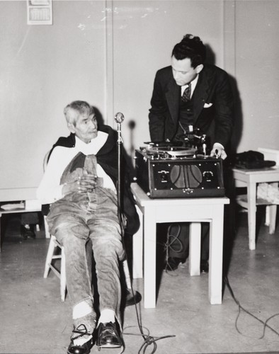 Juan Justo being recorded by Philip Johnston for broadcast on the First Californians : 1941
