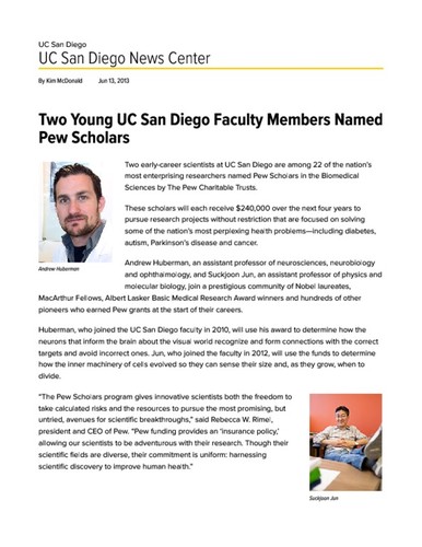 Two Young UC San Diego Faculty Members Named Pew Scholars
