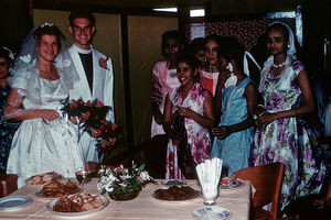 Misssionary couples Inge and Verner Tranholm-Mikkelsen were married in Aden April 28. 1961