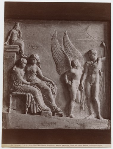 Pe. Ia. No. 11189. Napoli - Museo Nazionale. Venere persuade Elena ad amare Paride. (Scultura Greca.)