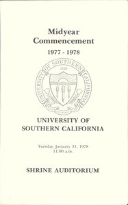 Commencement program, USC (1977-1978: 1978-01: Shrine Auditorium)
