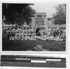 Fr. Hilbert and First Communion class at Soule, China, 1934
