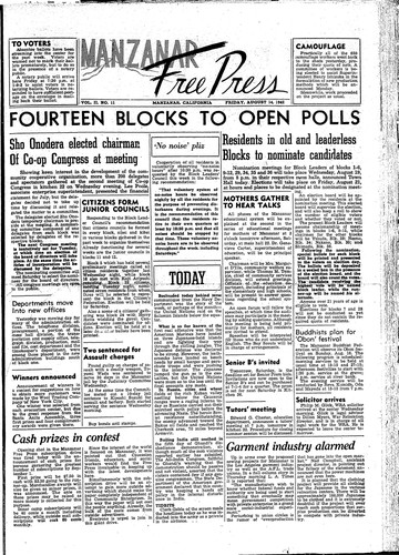 Manzanar free press, August 14, 1942