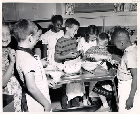 [Children working in a kitchen at Potrero Hill School]
