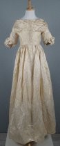 1830s champagne satin wedding gown