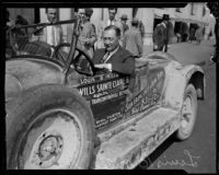 Louis B. Miller completes transcontinental drive to Los Angeles, 1927