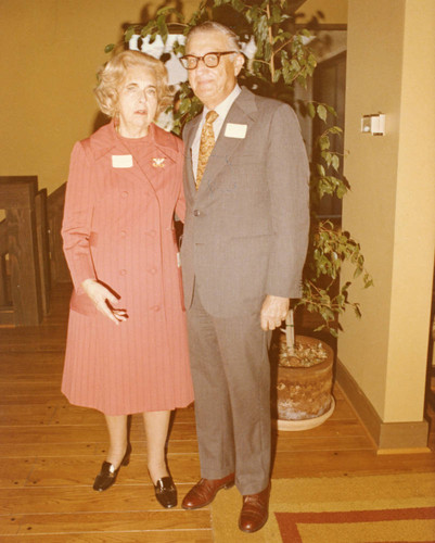 Margaret Brock and Taft Shriever at Pepperdine reception for President Ford, 1975