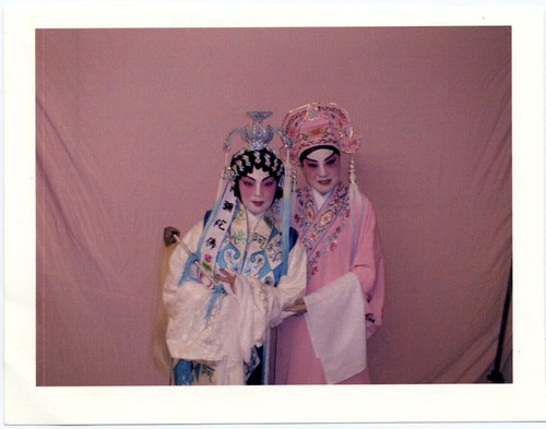 Royal nun and a scholar from the play "Princess Cheung Ping" backstage at the Great Star Theatre /