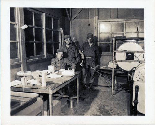 Soldiers at work in photography facilities at base in Korea