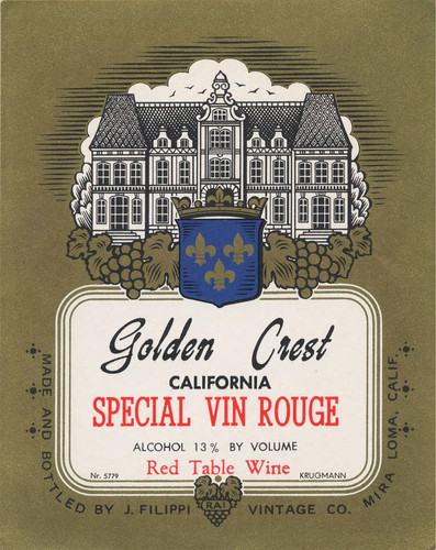 Filippi Winery wine label - Golden Crest